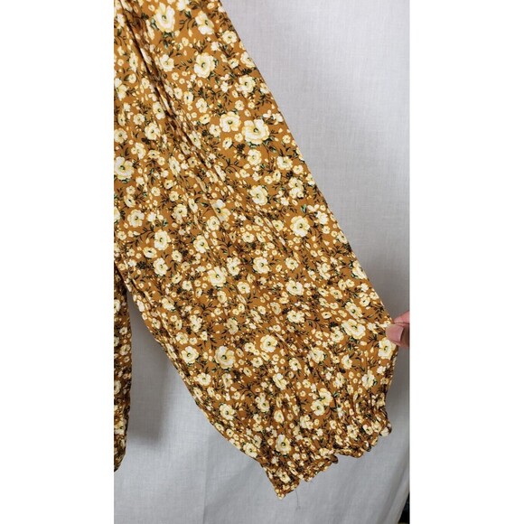 Old Navy Top Blouse 4X Smock Peplum Hem Puff Sleeves Multicolor Floral Boho - Picture 4 of 5